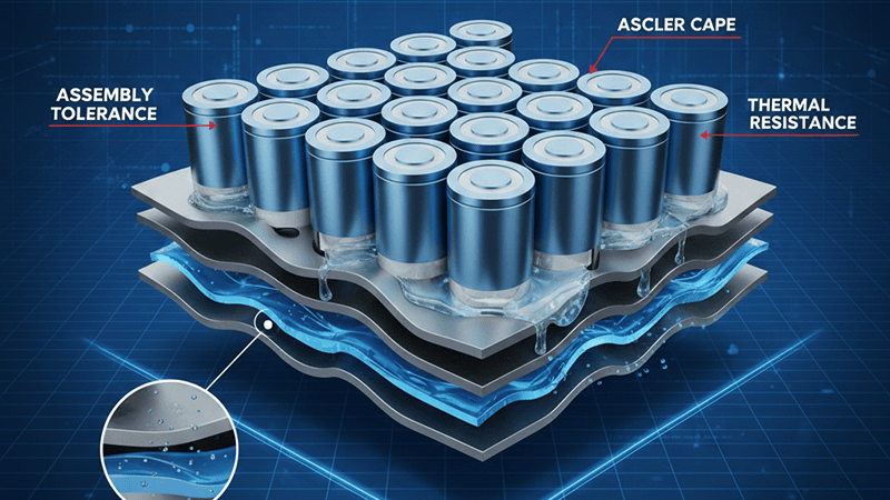 Diagram illustrating the gaps between battery cells and cooling plates