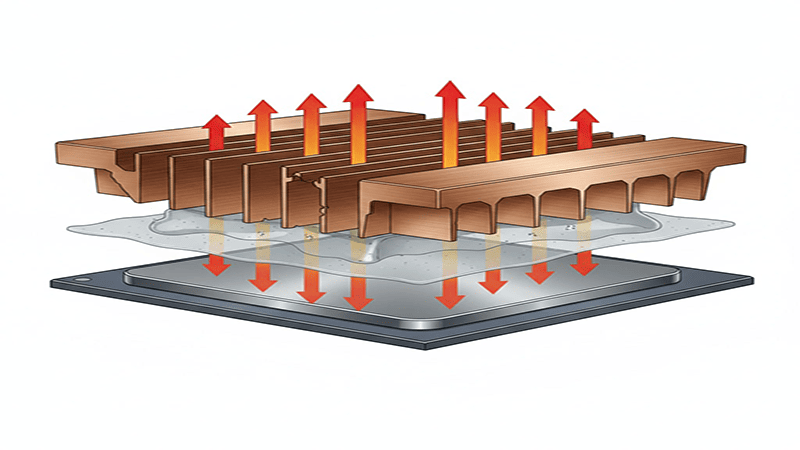 diagram showing thermal interface materials between chip and heatsink