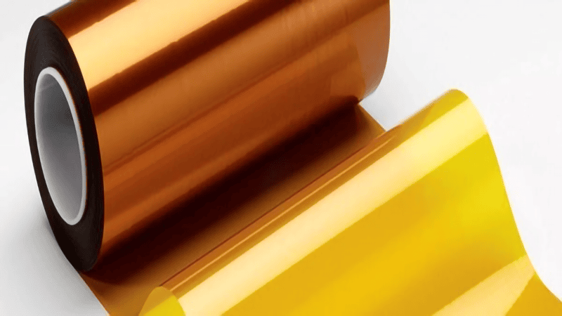 Polyimide Film: Amber Kapton film, heat-resistant, in roll form.