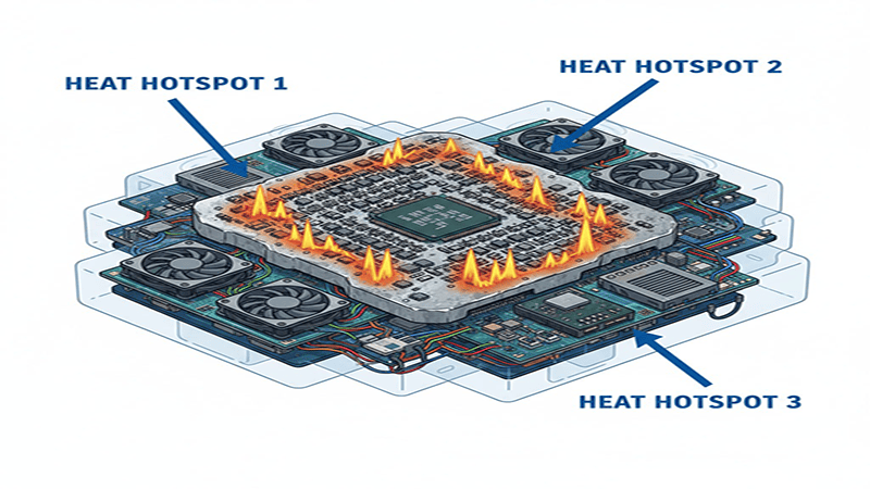 AI hardware thermal challenges with uneven surfaces and heat hotspots
