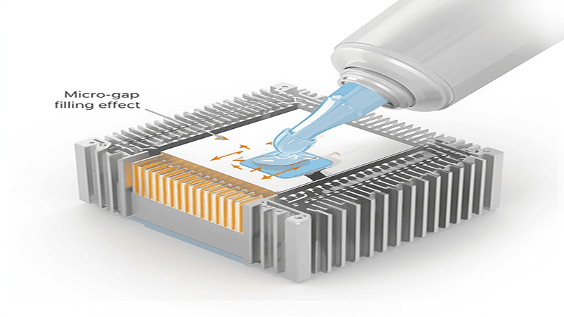 thermal gel filling large gaps in AI hardware for better heat transfer