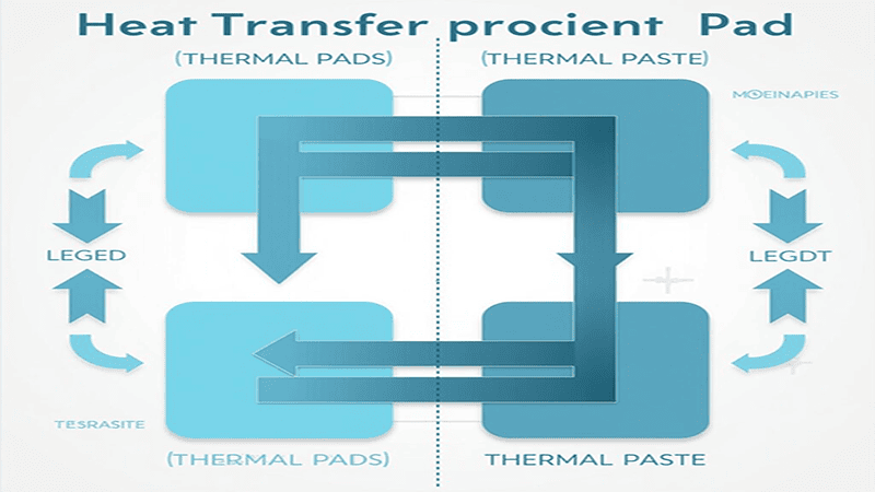 Heat transfer comparison between thermal pad and thermal paste