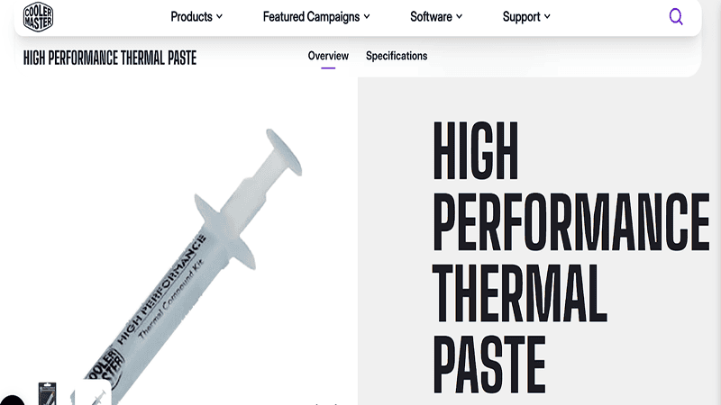 Cooler Master high-performance thermal paste in syringe packaging.
