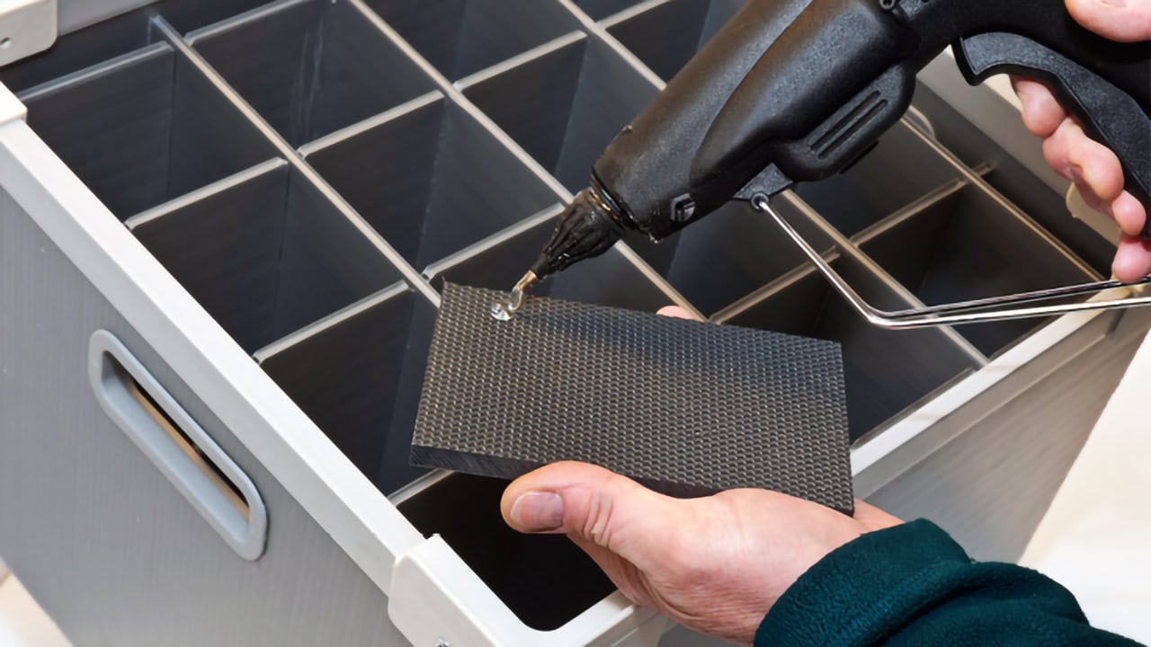 Use hot melt adhesive to bond the panels