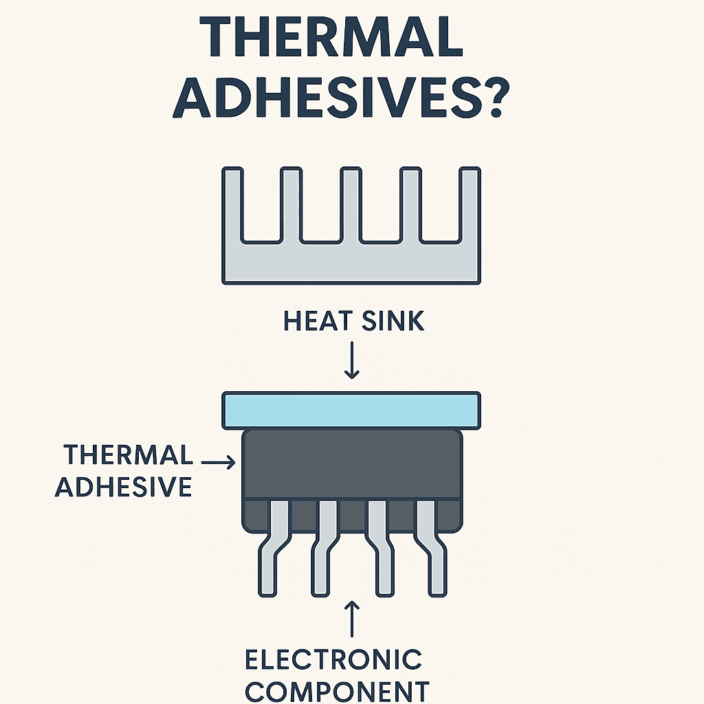 Illustration of thermal adhesive bonding a heat sink to an electronic component