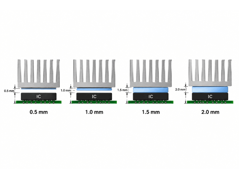 0.5mm vs 1mm vs 1.5mm vs 2mm thermal pad thickness comparison