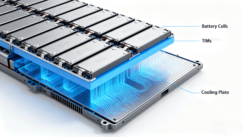 A close-up shot of a thick, gooey thermal paste or gap filler applied to a metal surface to bridge a gap, demonstrating its use as a thermal interface material.